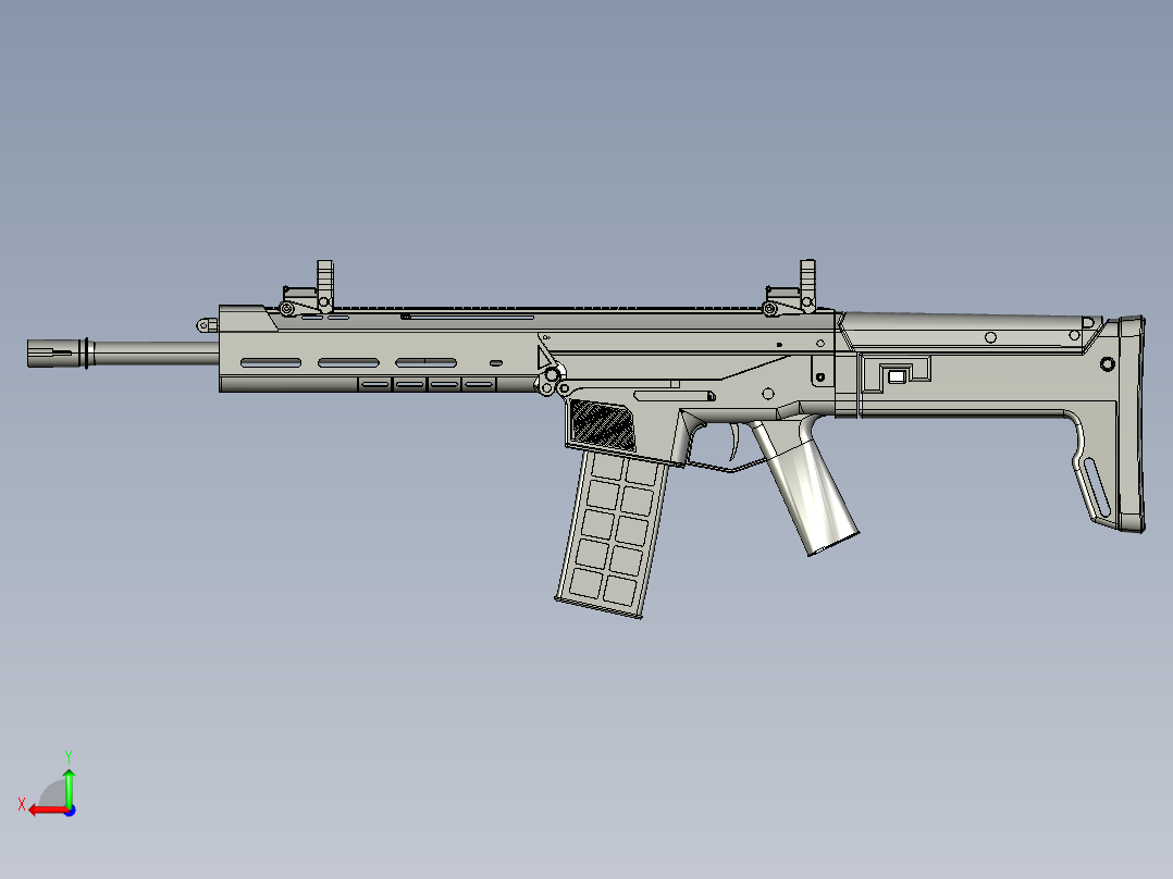 手枪左轮冲锋枪老式狙击步枪设计3D图纸magpul-masada STP后视图