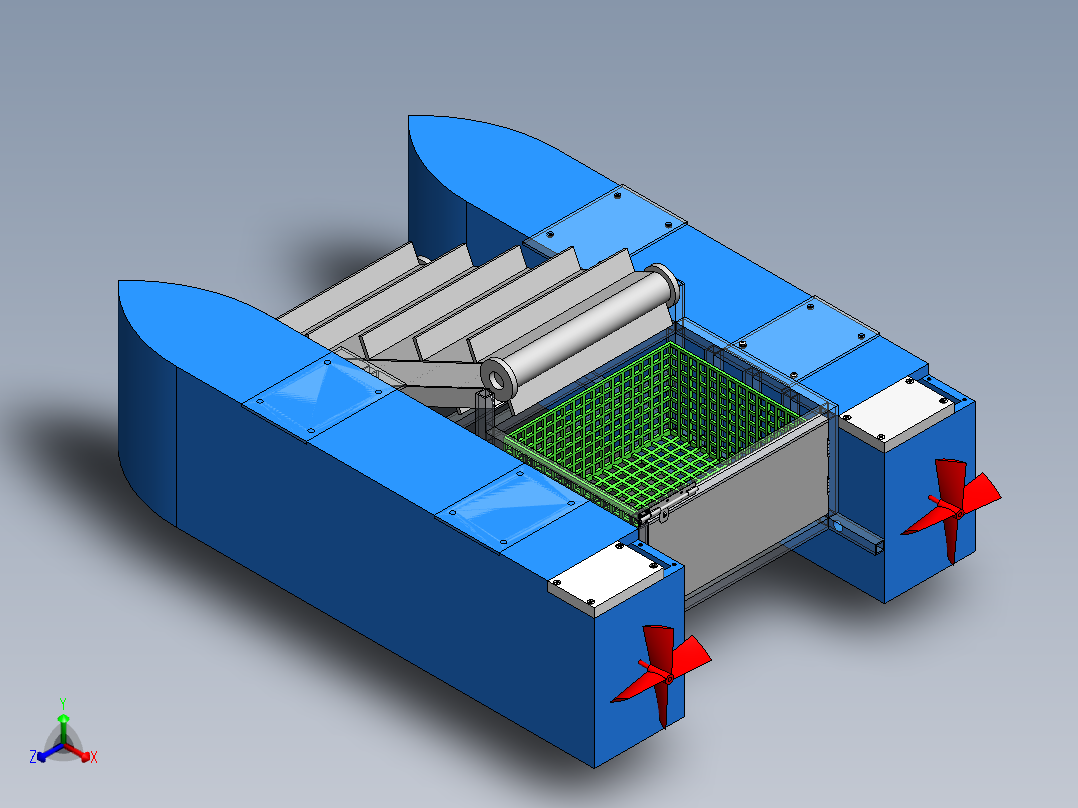 水面垃圾收集船图纸--1626104-100正等轴测图