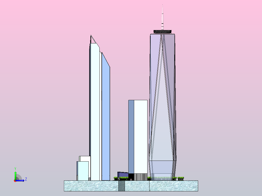 世贸大厦左视图