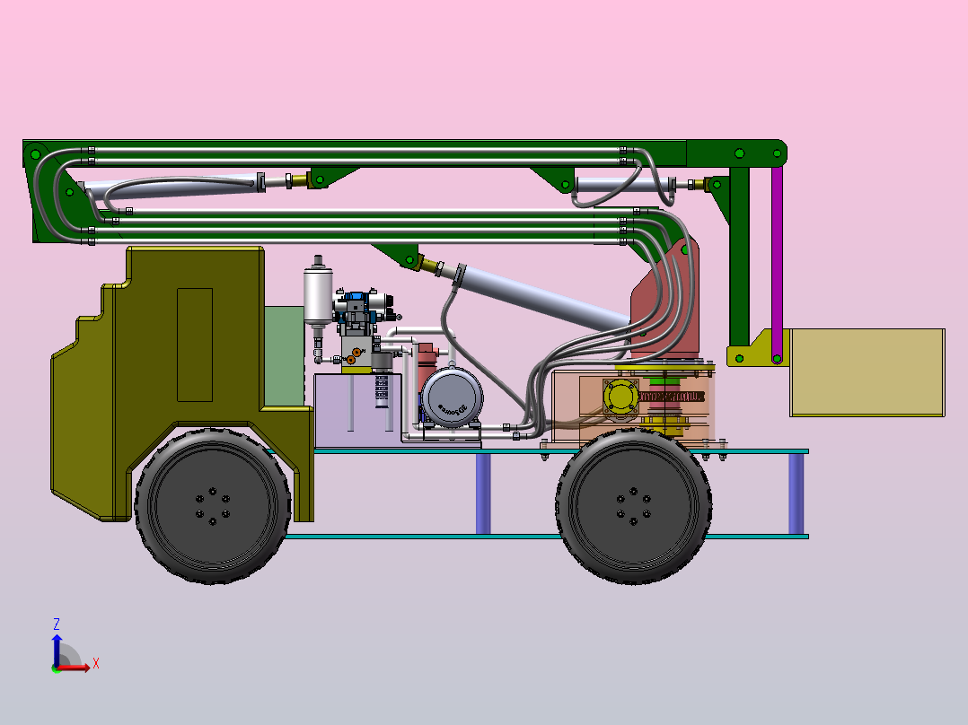 高空作业车结构及液压系统设计（SW+CAD+说明书）主视图
