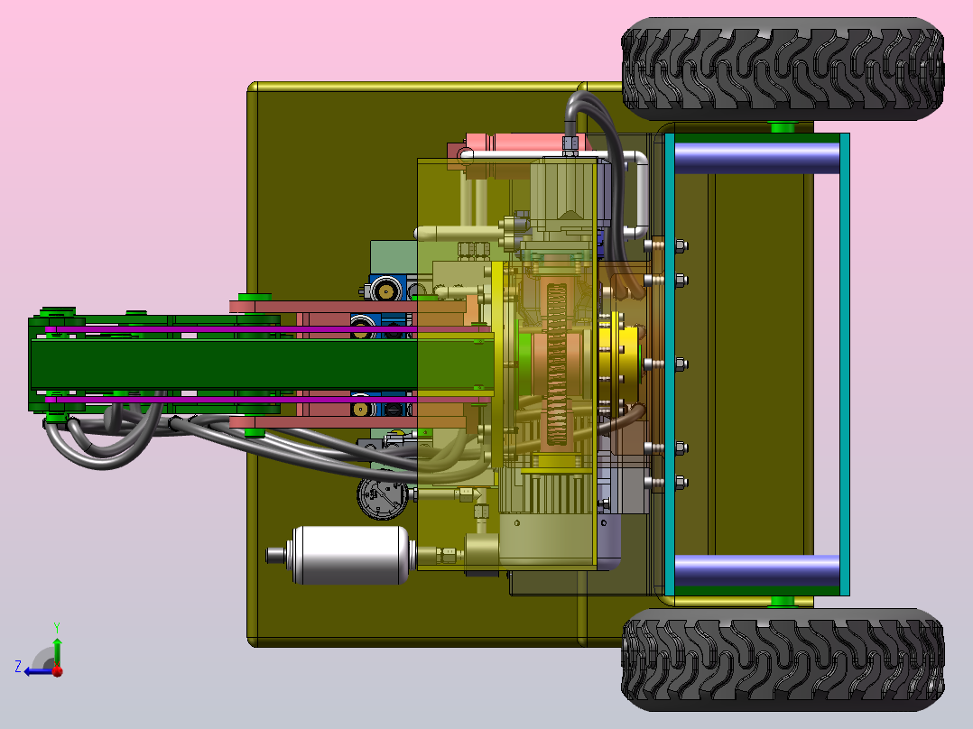 高空作业车结构及液压系统设计（SW+CAD+说明书）右视图