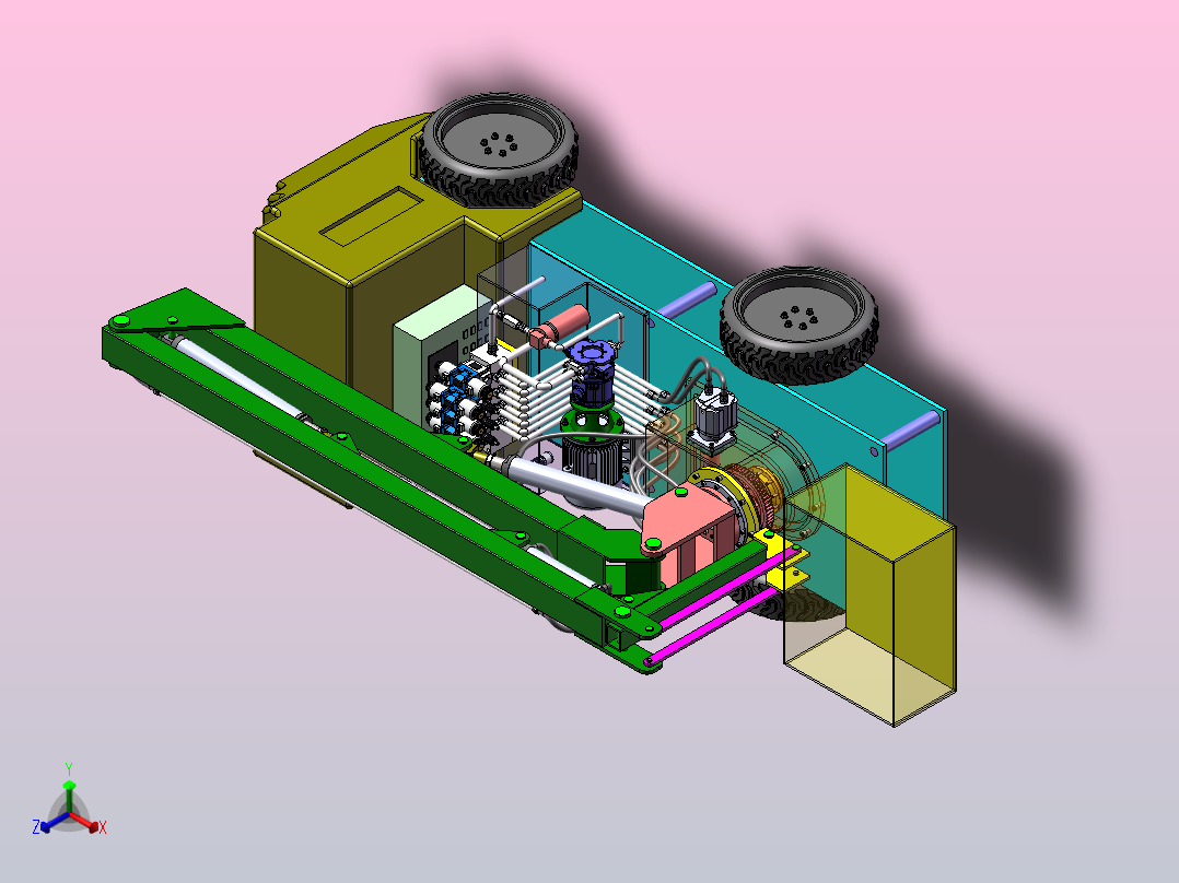 高空作业车结构及液压系统设计（SW+CAD+说明书）正等轴测图