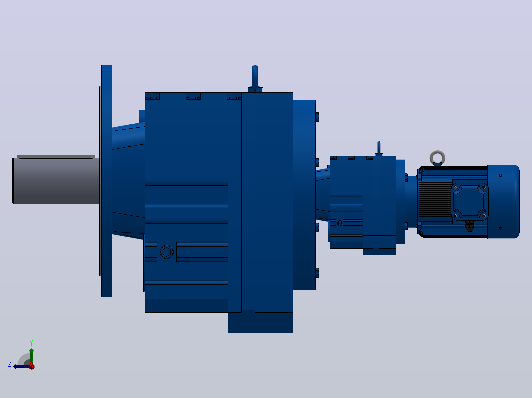 RF147R77法兰轴伸式组合型斜齿轮减速机RF147R77-Y0.75-4P-80-M1-0°-Φ450右视图