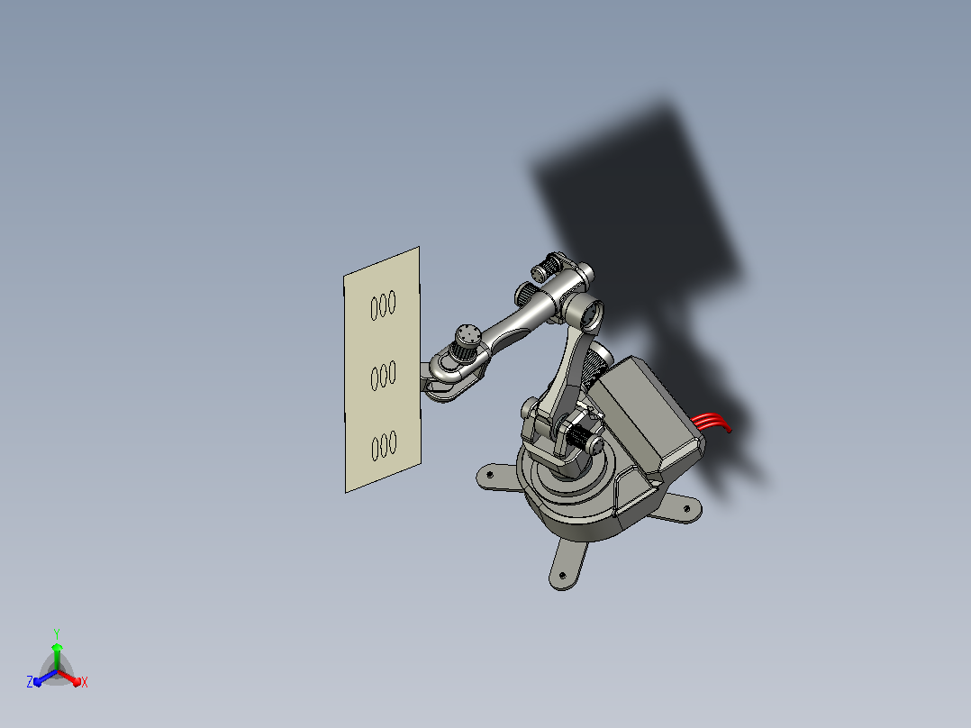 带气动工具的工业6轴机器人正等轴测图