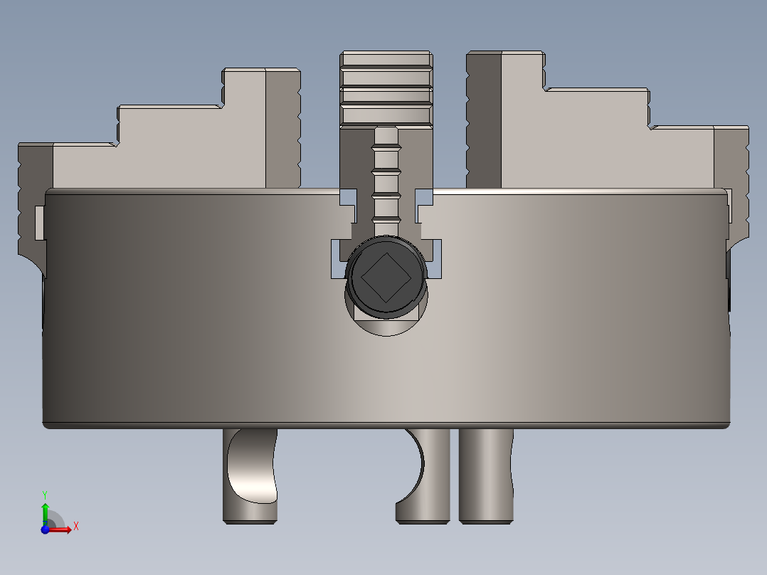 four-jaw-chuck四爪卡盘3D图纸 Solidworks设计前视图