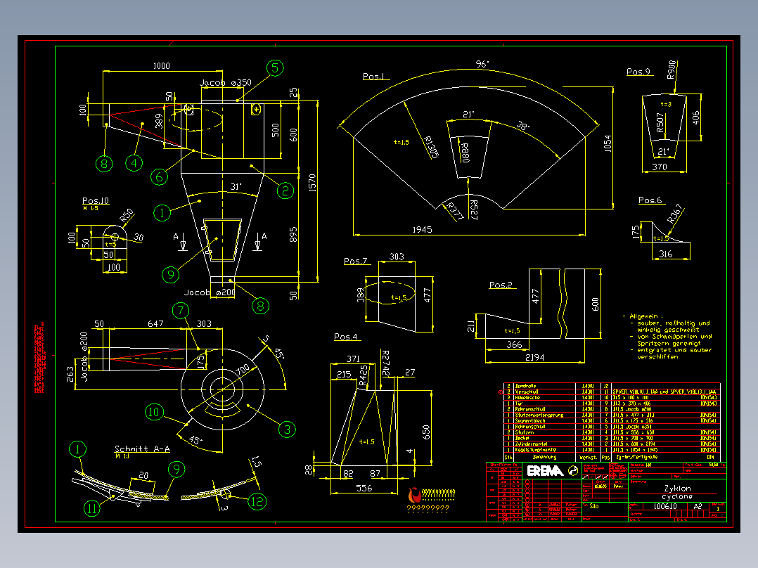 外国的旋风分离器详图