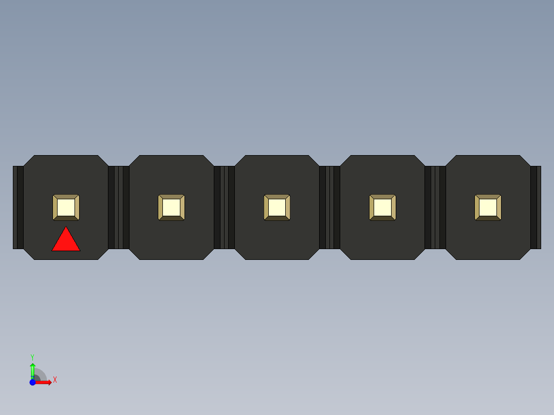 彩色公头100mil（2.54mm）系列-DS1021_black_1x05p_100mil_Type1_rev1.0前视图