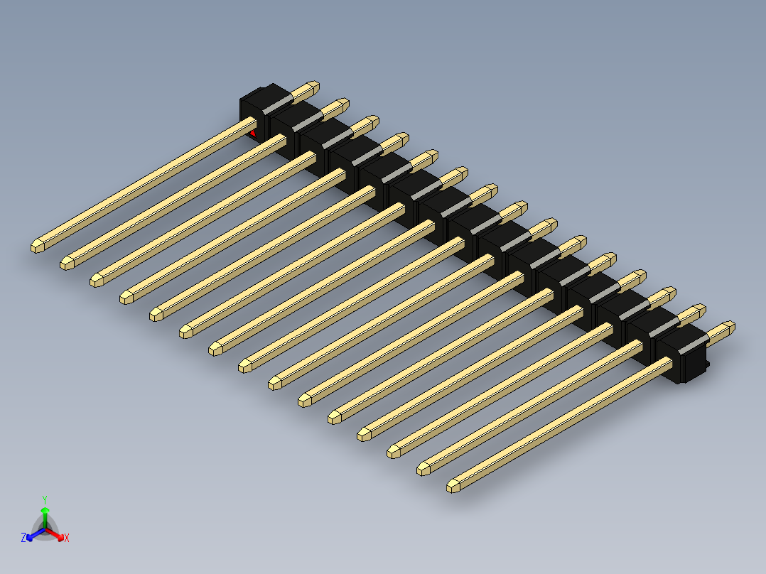 彩色公头100mil（2.54mm）系列-DS1021_black_1x15p_100mil_Type19_rev1.0主视图