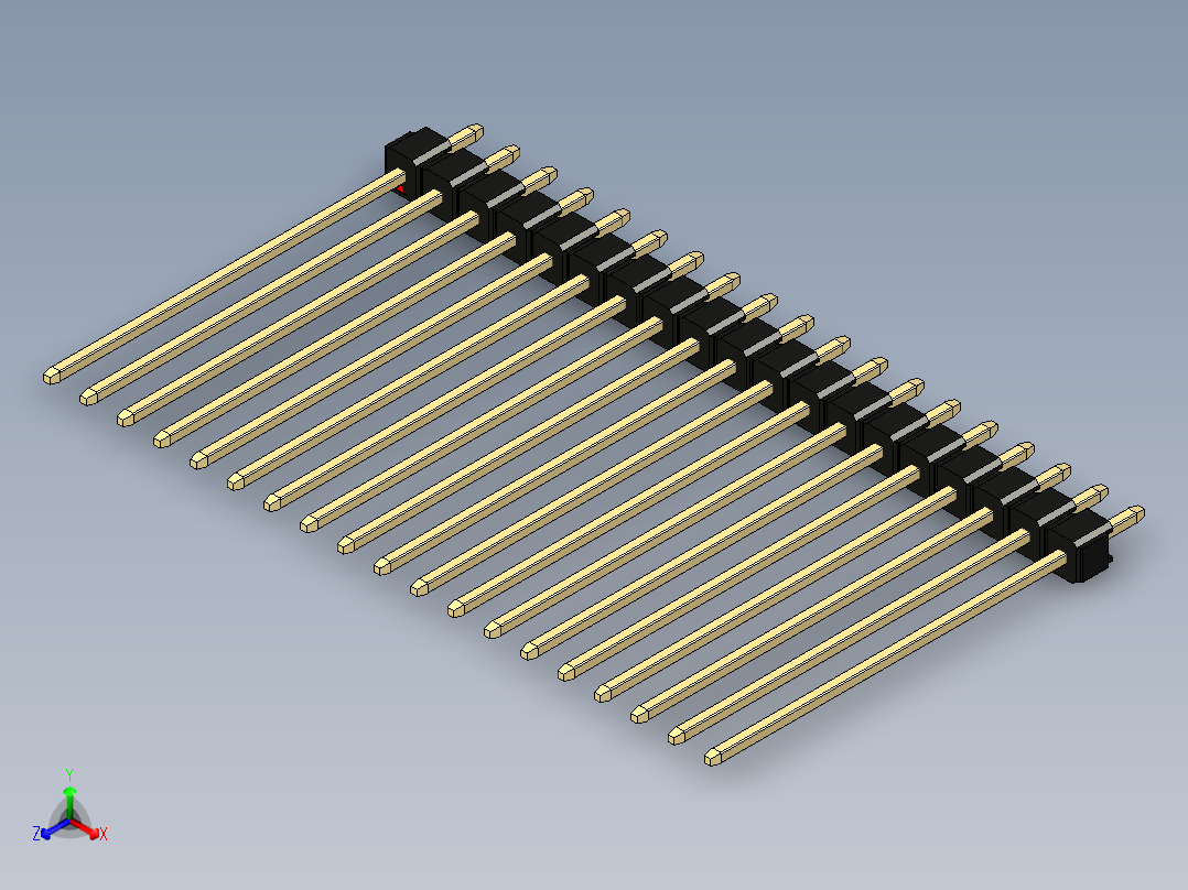 彩色公头100mil（2.54mm）系列-DS1021_black_1x19p_100mil_Type43_rev1.0主视图