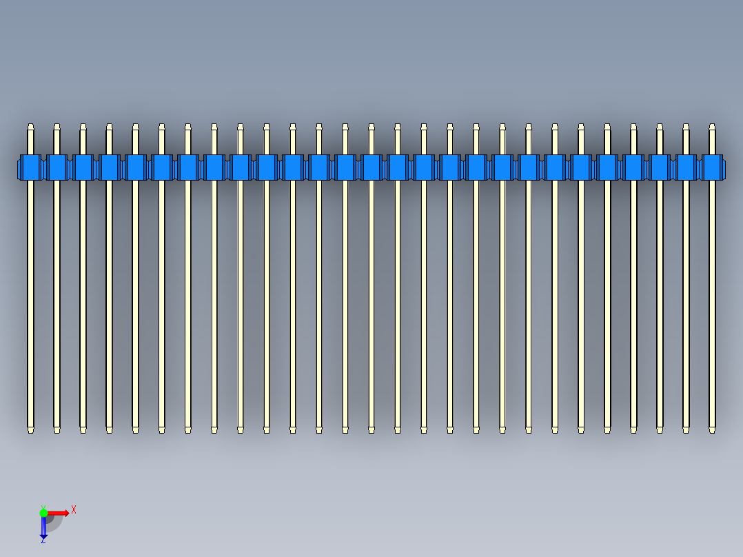 彩色公头100mil（2.54mm）系列-DS1021_blue_3x27p_100mil_Type43_rev1.0俯视图