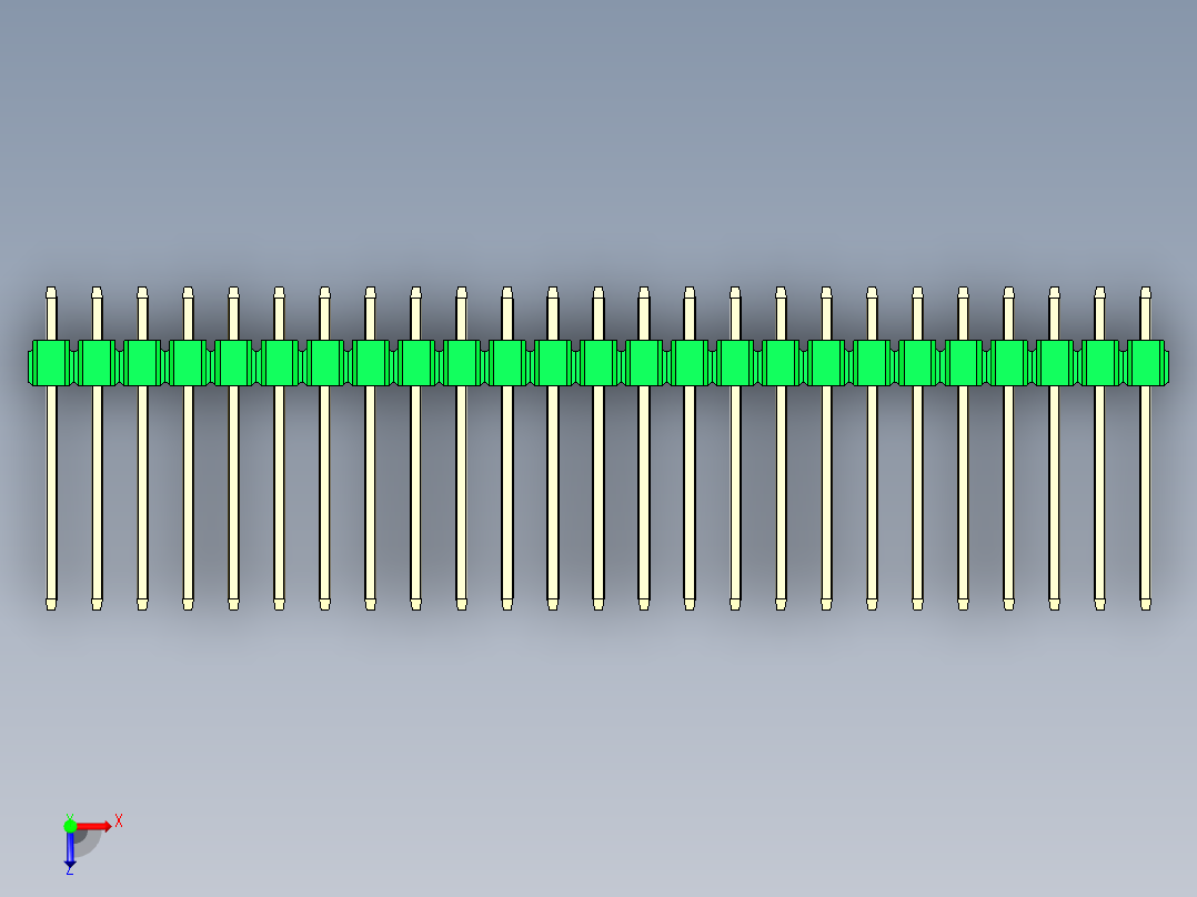 彩色公头100mil（2.54mm）系列-DS1021_green_2x25p_100mil_Type5_rev1.0俯视图