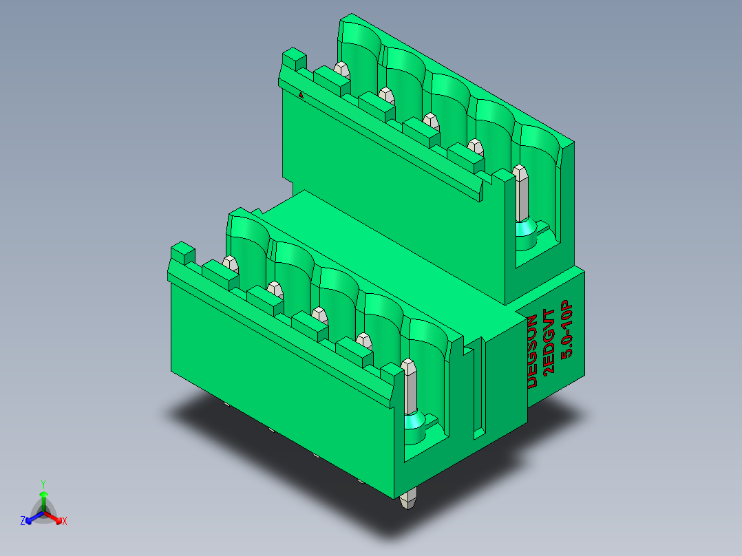 DEGSON 2EDG 系列 5.0mm 可插拔接线端子组-2EDGVT-5.0-10P-14-00AH主视图