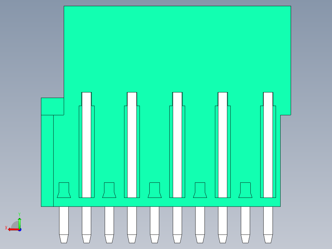 DEGSON 2EDG 系列 5.0mm 可插拔接线端子组-2EDGVT-5.0-10P-14-00AH后视图