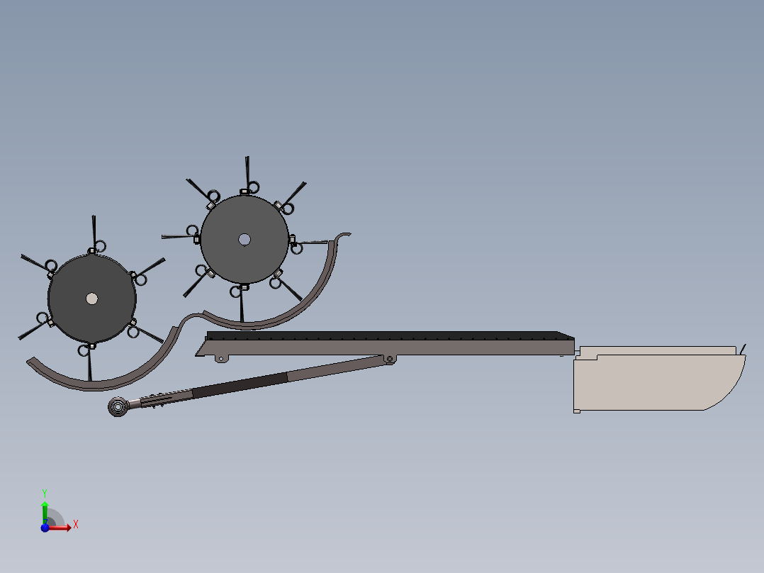 花生收获机内部结构前视图
