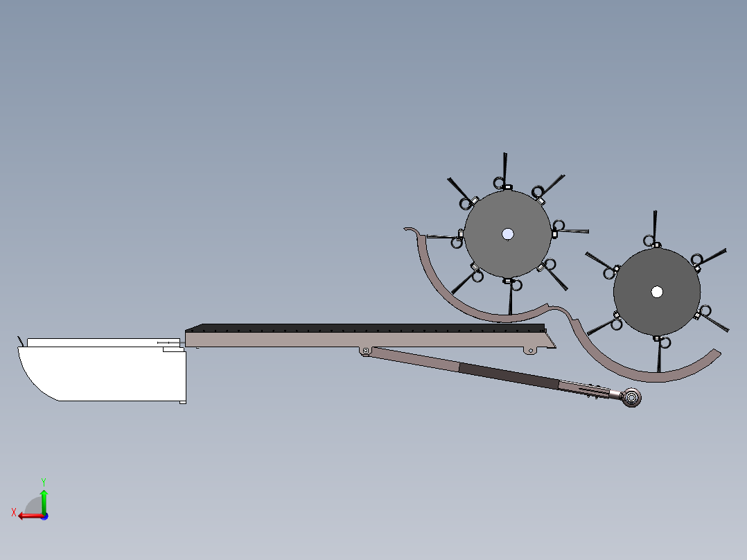 花生收获机内部结构后视图