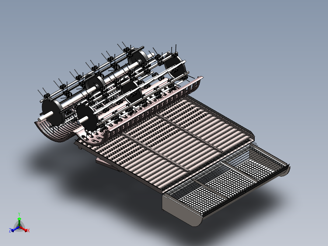 花生收获机内部结构正等轴测图