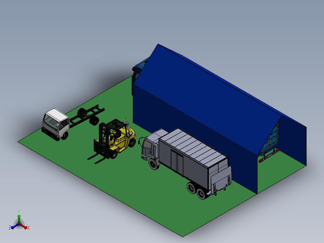 商用车停车场正等轴测图