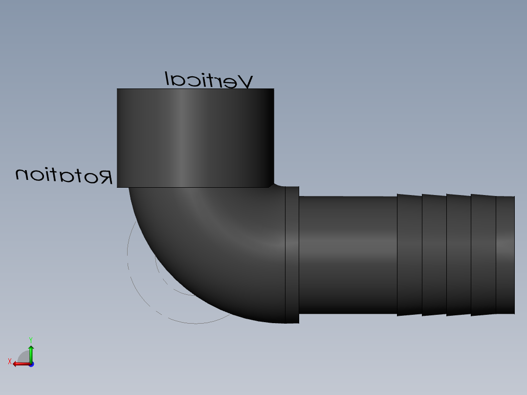 PVC管件-0.75x0.5in elbow左视图