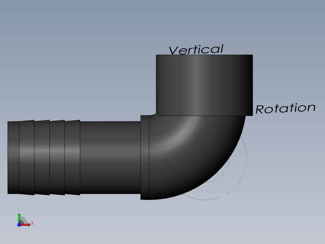 PVC管件-0.75x0.5in elbow右视图