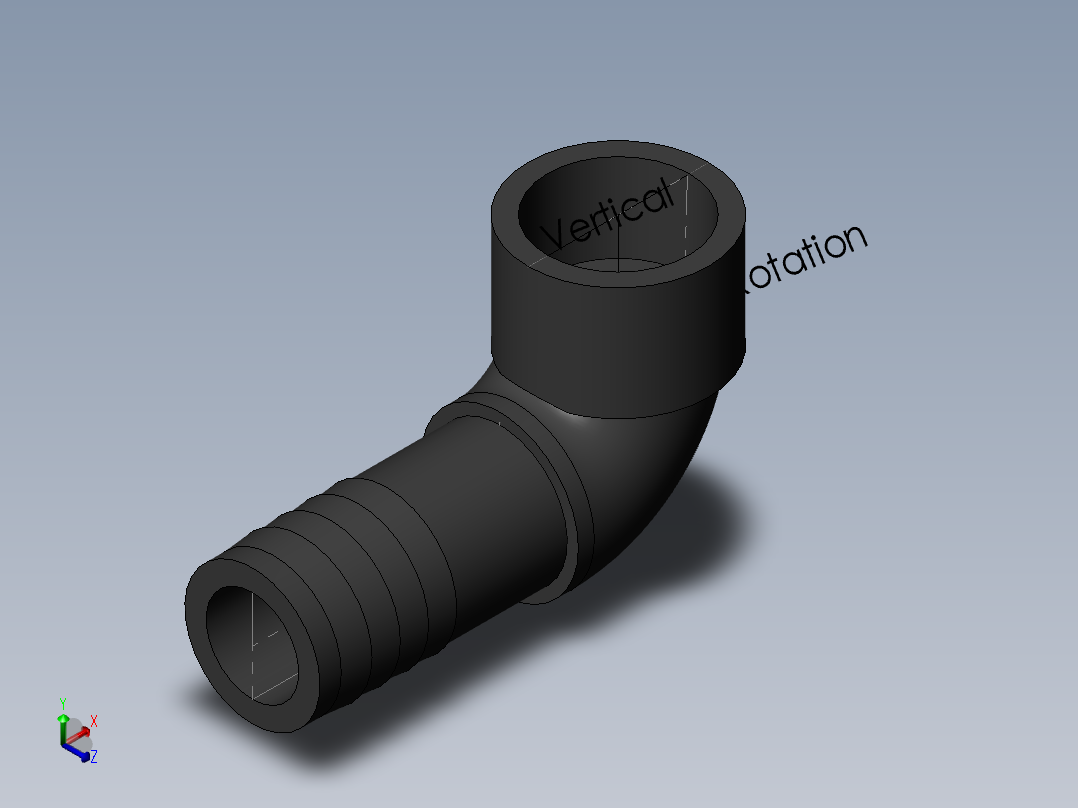 PVC管件-0.75x0.5in elbow正等轴测图