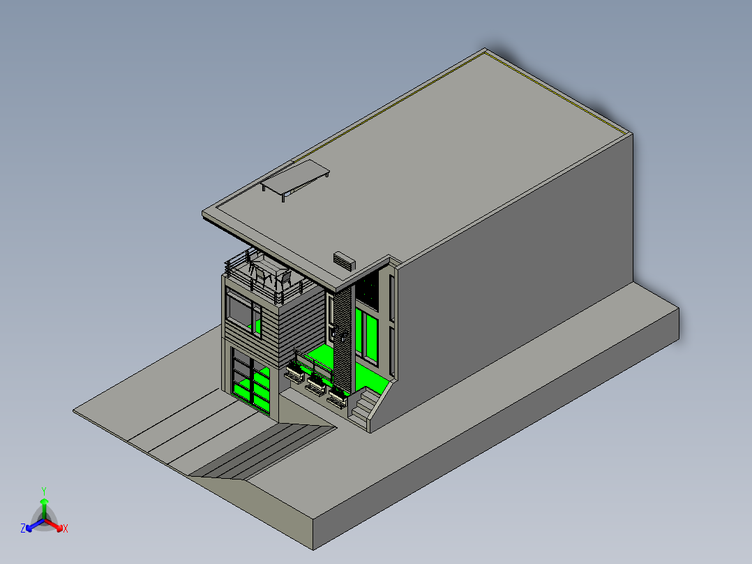 极简的房子正等轴测图