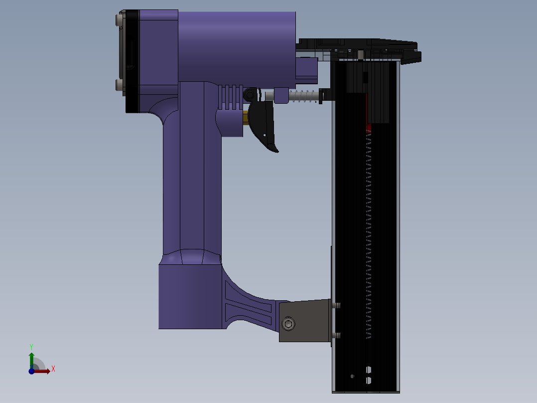 三级增压无内能射钉枪设计前视图