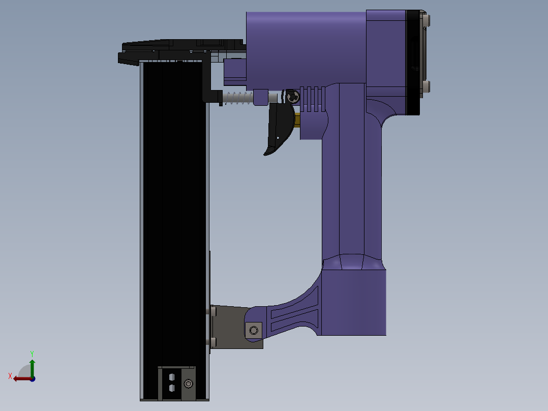 三级增压无内能射钉枪设计后视图