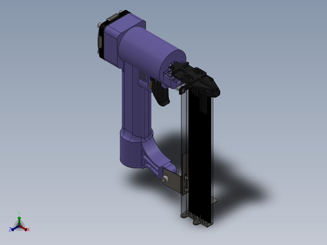 三级增压无内能射钉枪设计正等轴测图