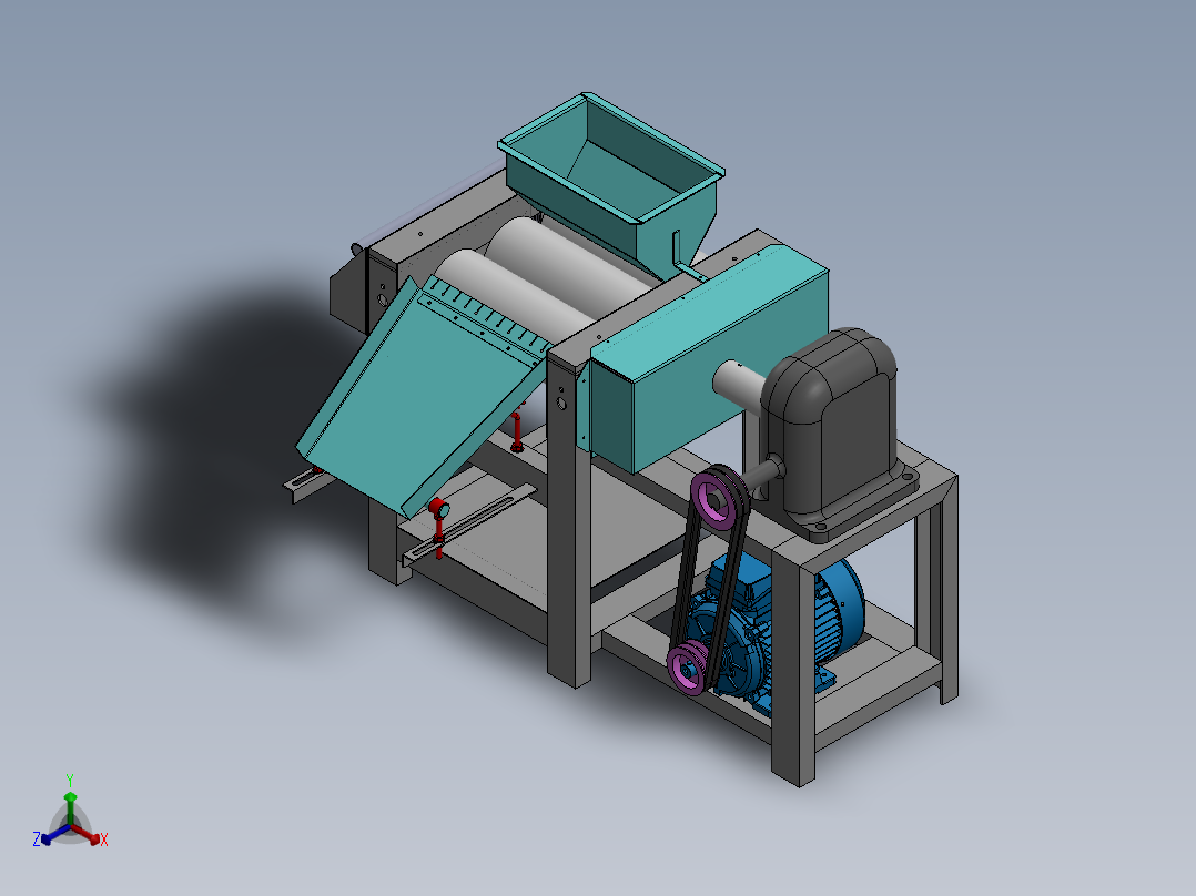 三辊铣床正等轴测图