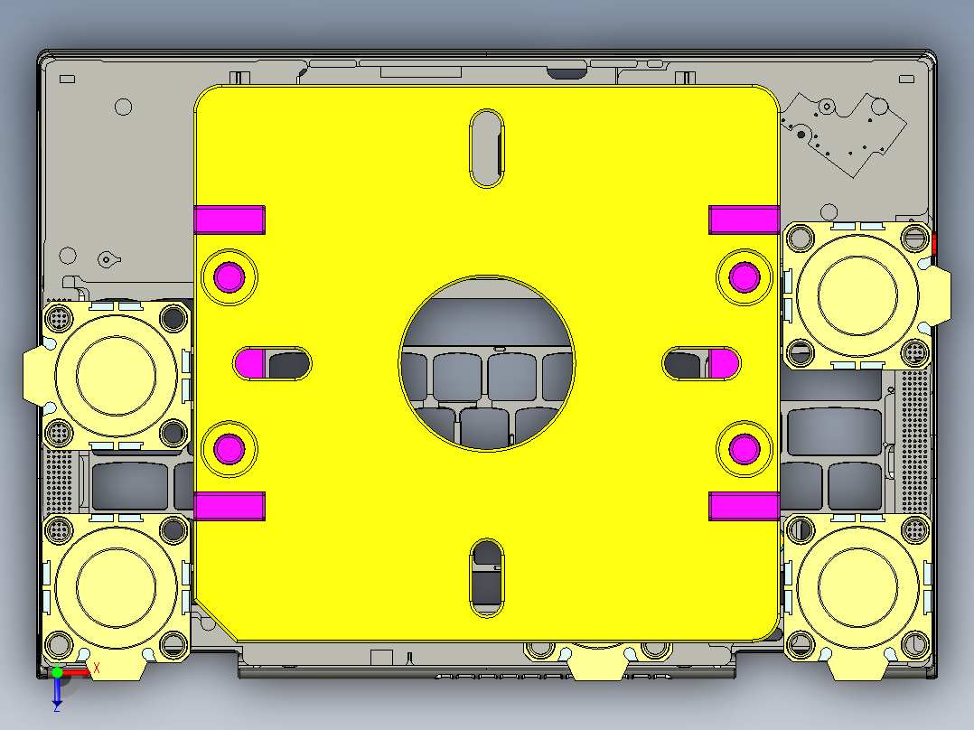 THINKPAD电脑键盘壳加工长边侧孔程序模型俯视图