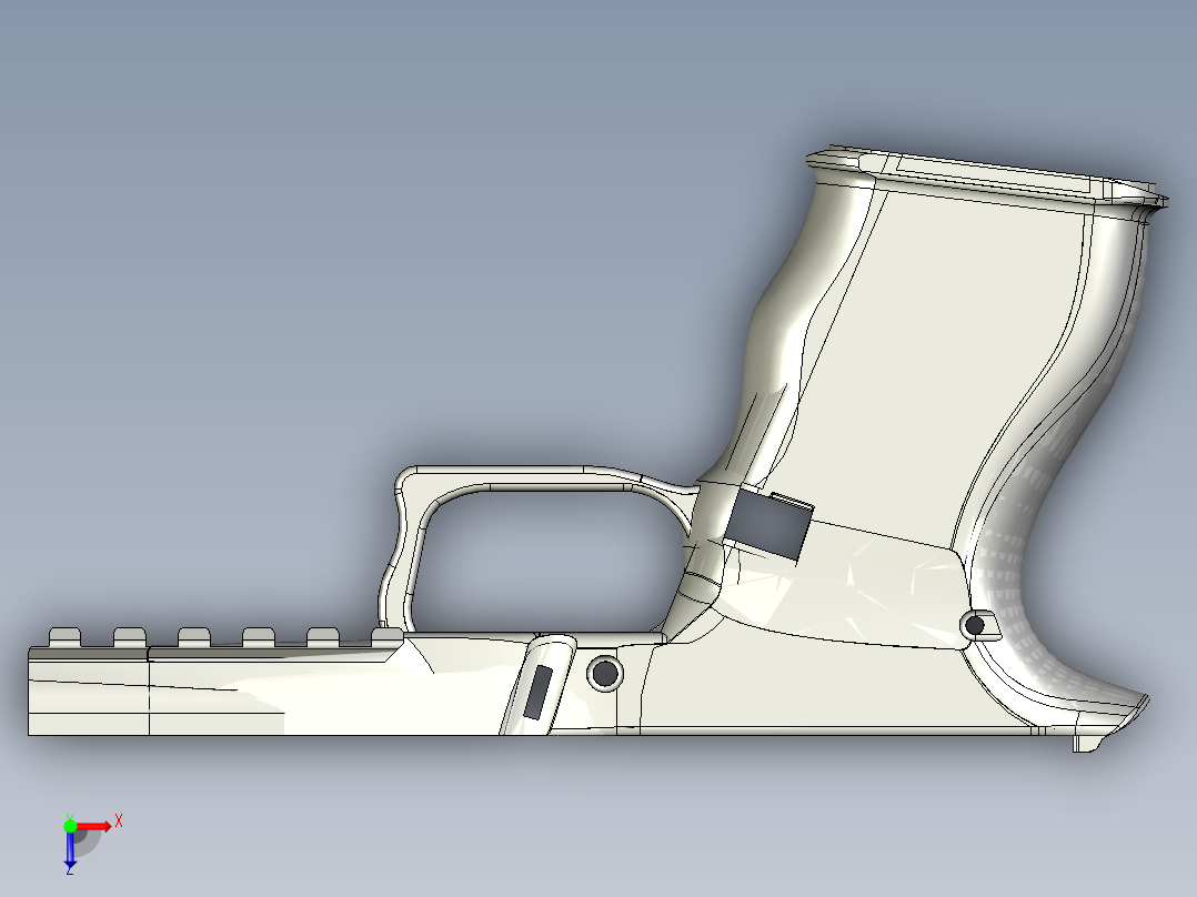 手枪左轮冲锋枪老式狙击步枪设计3D图纸pp43x-mk-ii-dd43-1-and-ss80-rails STP STL俯视图