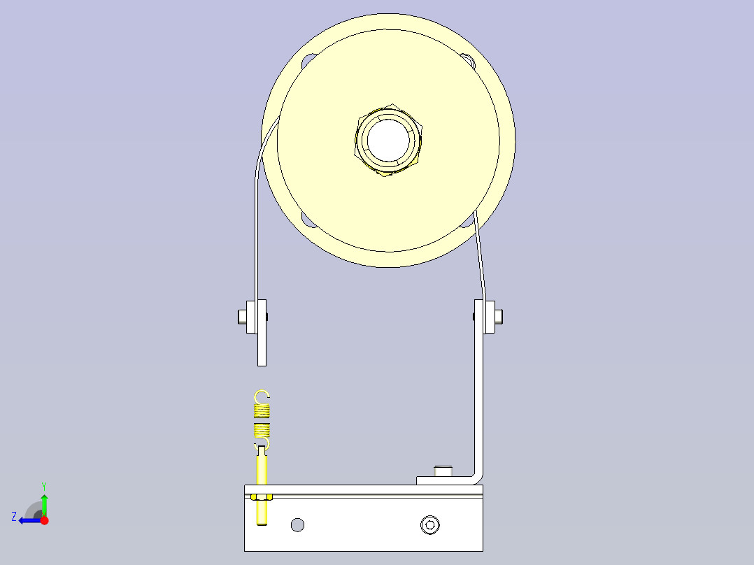 一款拉出卷筒产品时的简易制动机构3D模型右视图