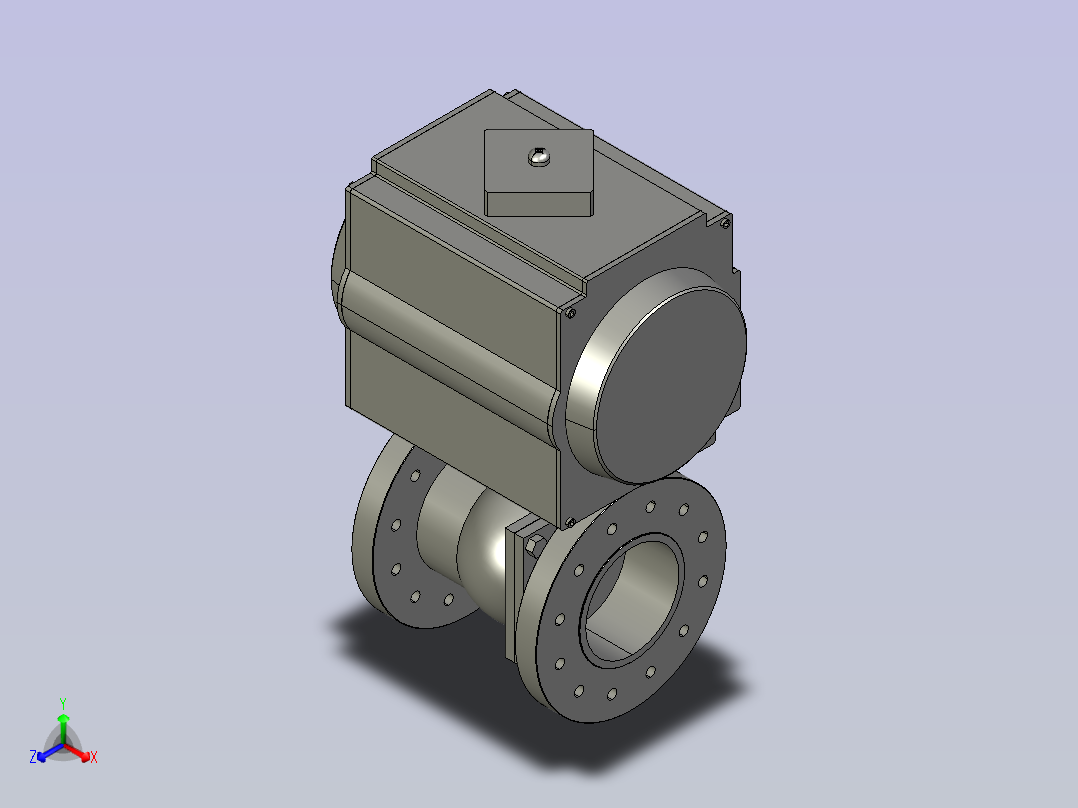 Q641Y气动球阀正等轴测图
