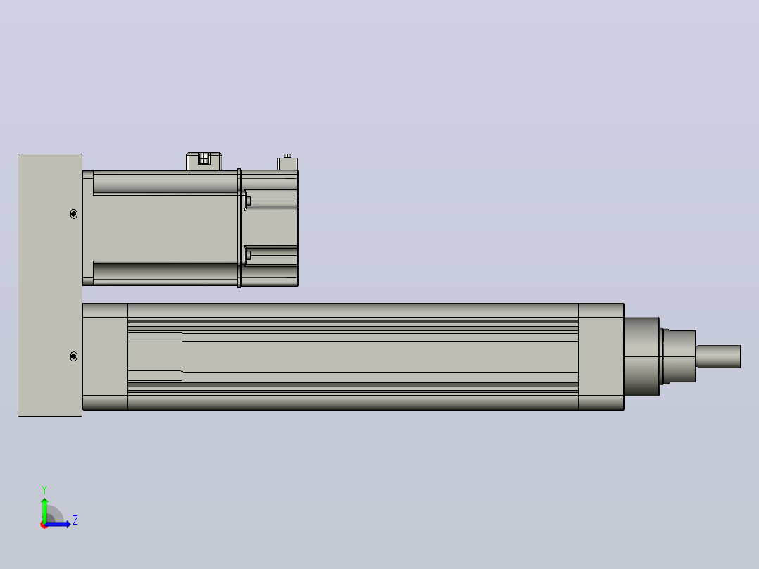 MTE63-200-P10-P-M750W-I-S3 MTE63电动缸 最大负载300kg 最大推力2560N 750W电机间接安装左视图