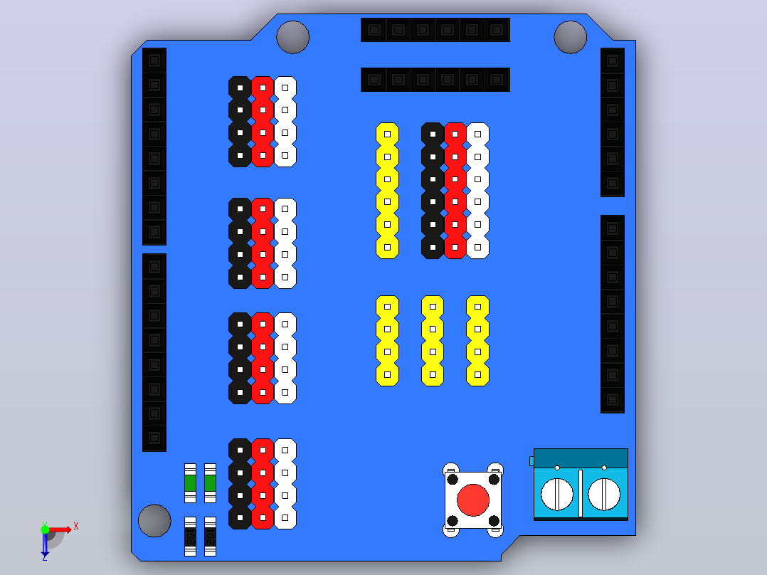 Arduino Uno传感器防护罩，基于YFROBOT传感器防护罩俯视图