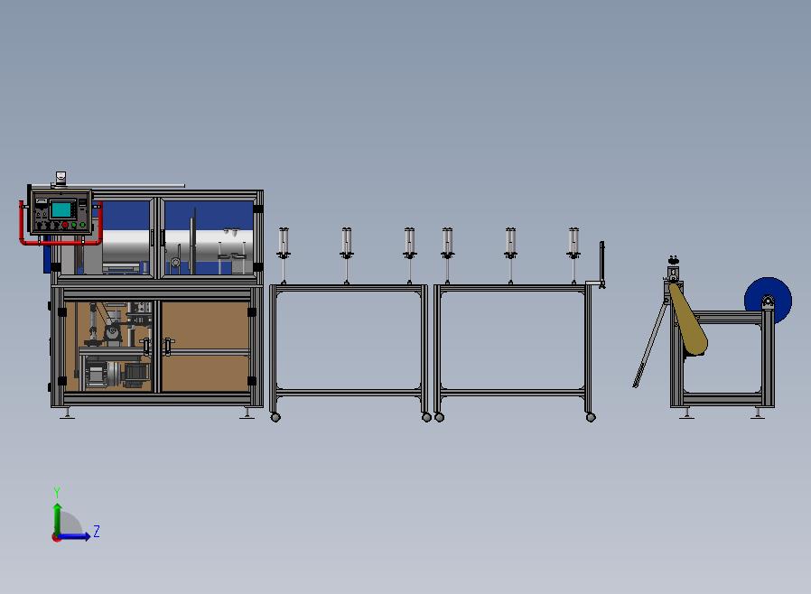 圆筒自动化生产线非标定制圆筒机3D图纸 左视图