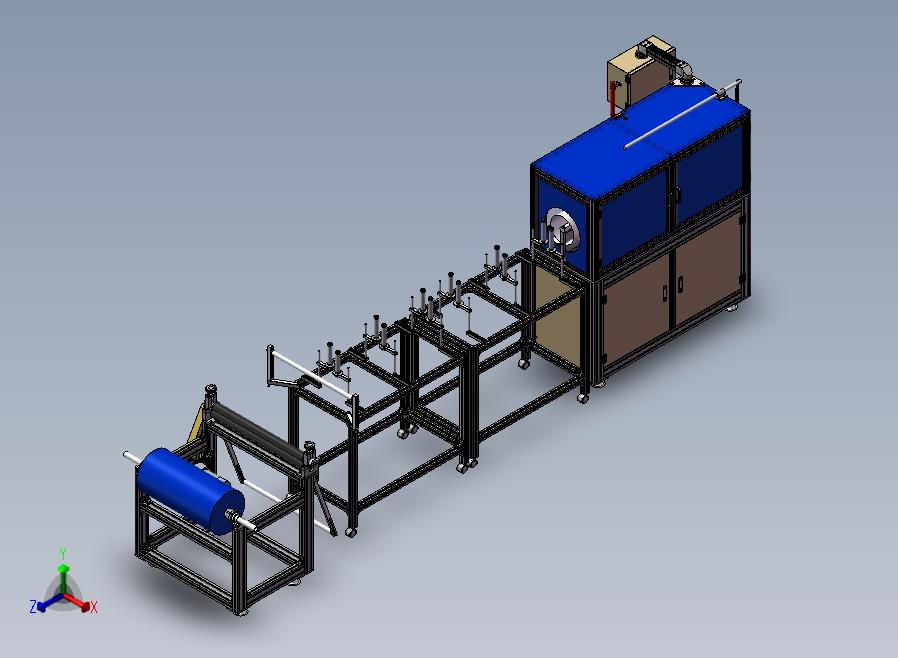 圆筒自动化生产线非标定制圆筒机3D图纸 正等轴测图