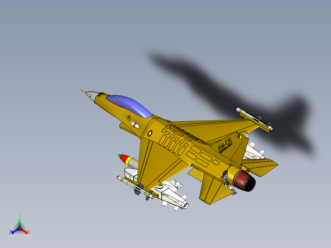 猎鹰F16战斗机模型图正等轴测图