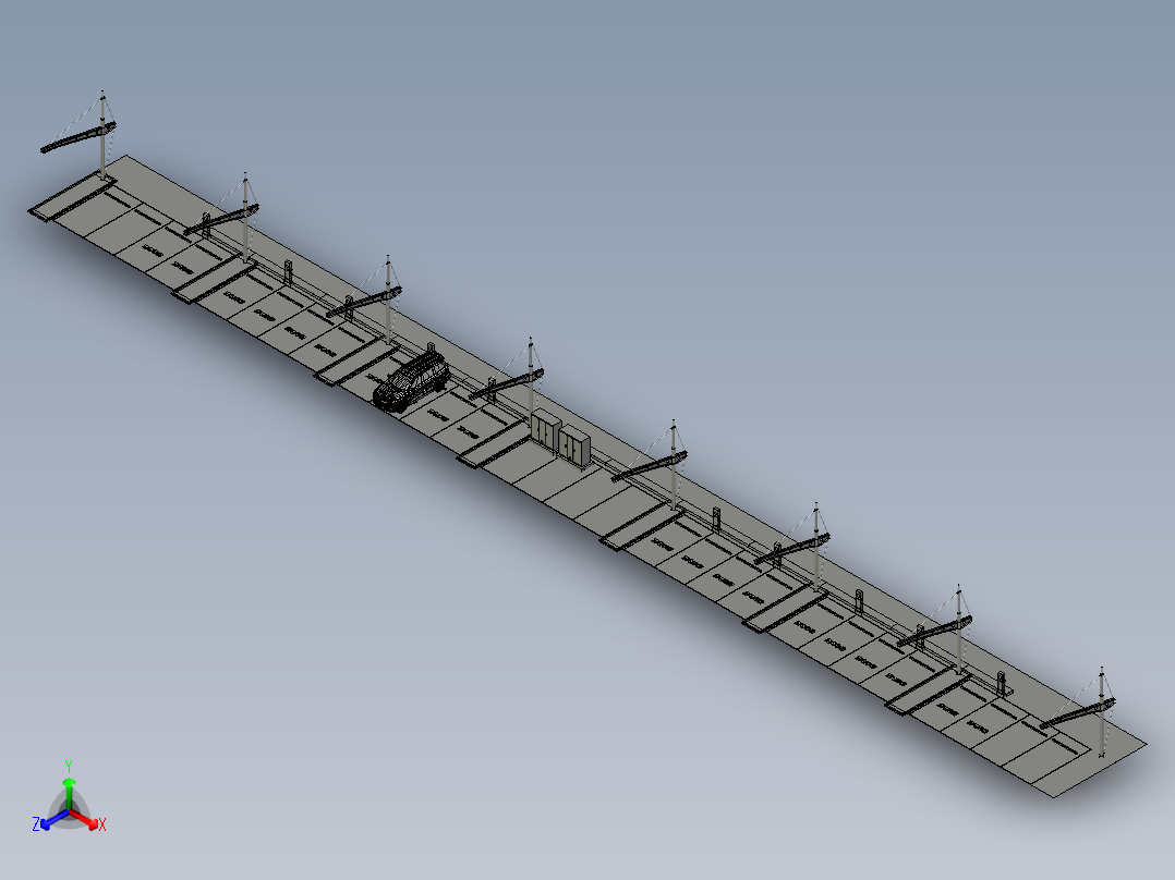电动汽车与充电桩 车棚左视图