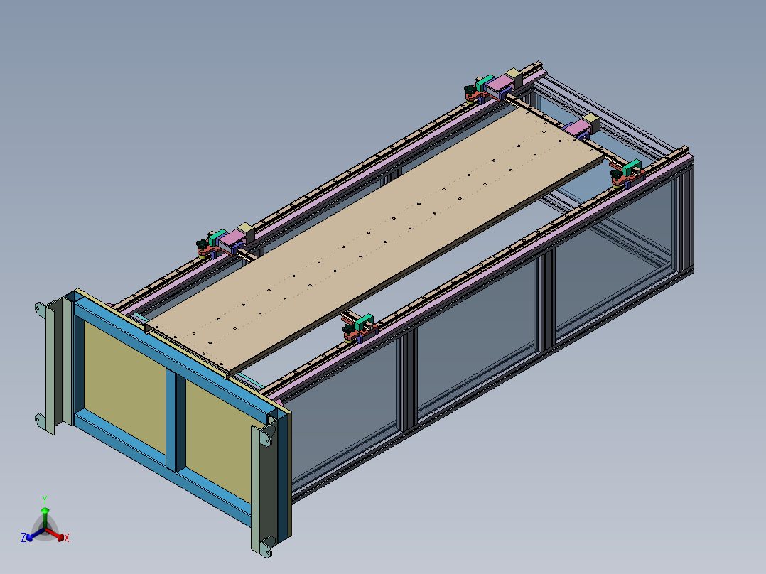 立式门板平面度测试台sw19可编辑正等轴测图