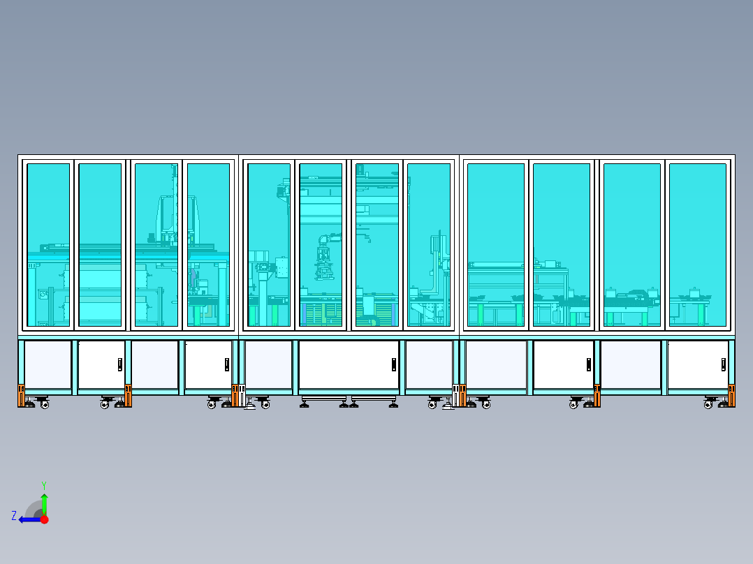 储能电池模组端板及绝缘板上料生产线Catia右视图