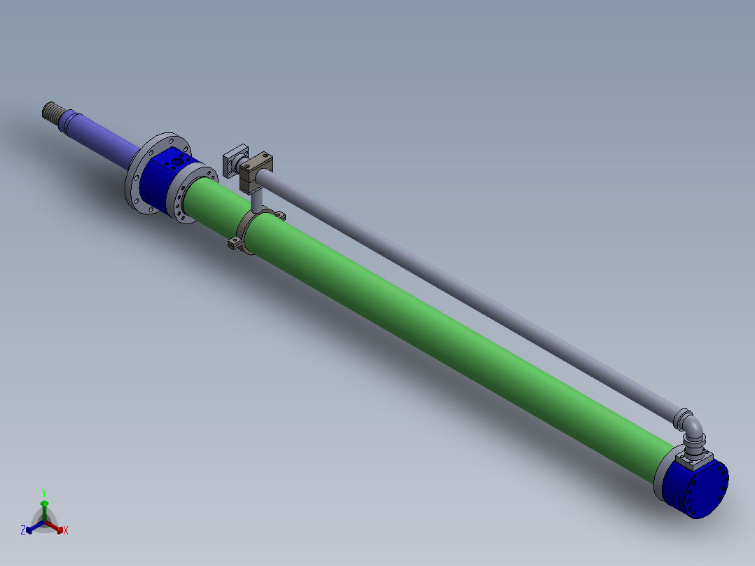 磨床型 液压缸（带管道） 125x90x2212 mm正等轴测图