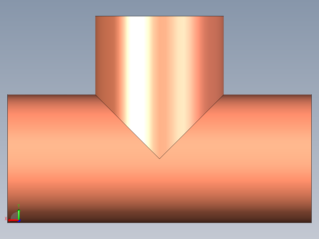 B3004436-T型等径铜管211（ refrigeration pipeline）（公制）后视图