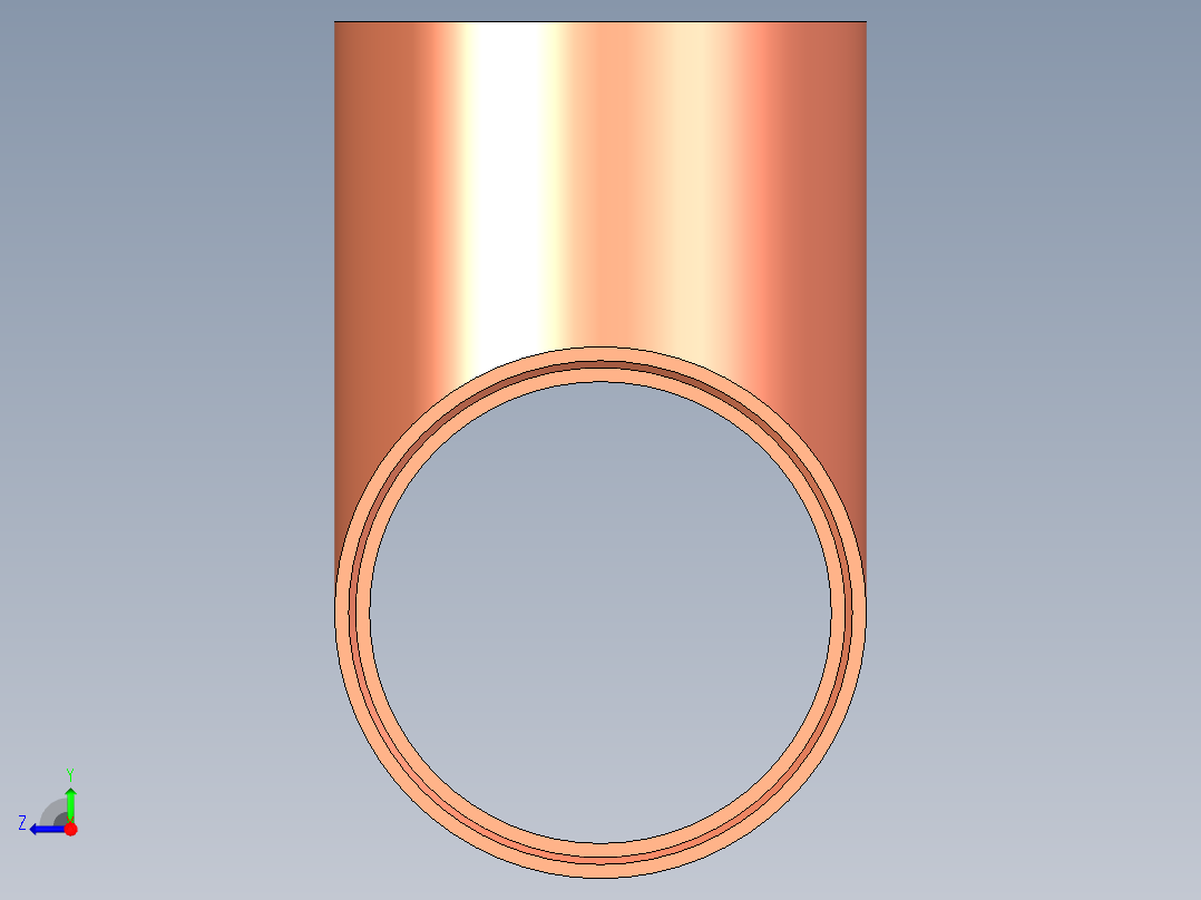 B3004436-T型等径铜管211（ refrigeration pipeline）（公制）右视图