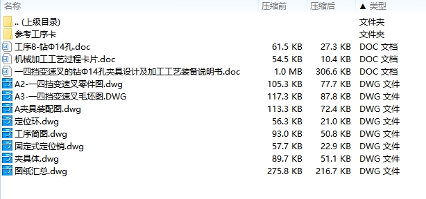 一四档变速叉-一四挡变速叉的钻Φ14孔夹具设计及加工工艺装备含非标6张CAD图