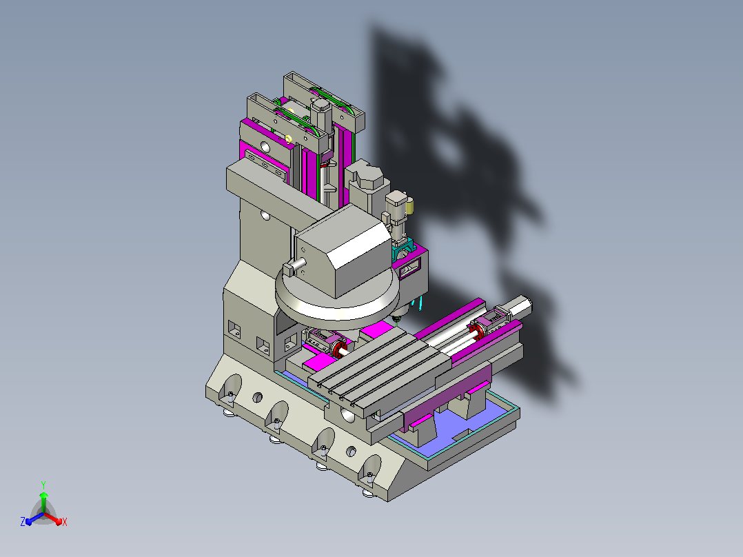 立式加工中心床身3D模型主视图