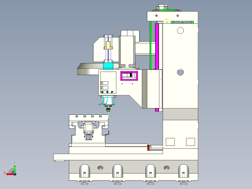 立式加工中心床身3D模型后视缩略图