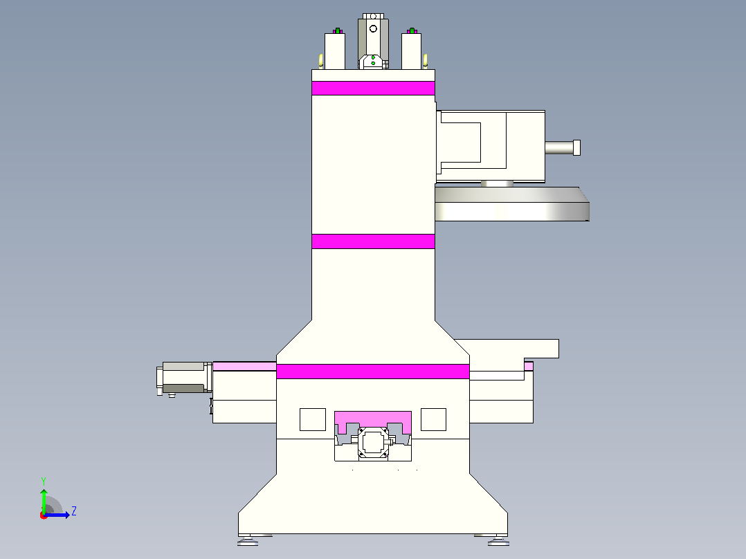 立式加工中心床身3D模型左视图