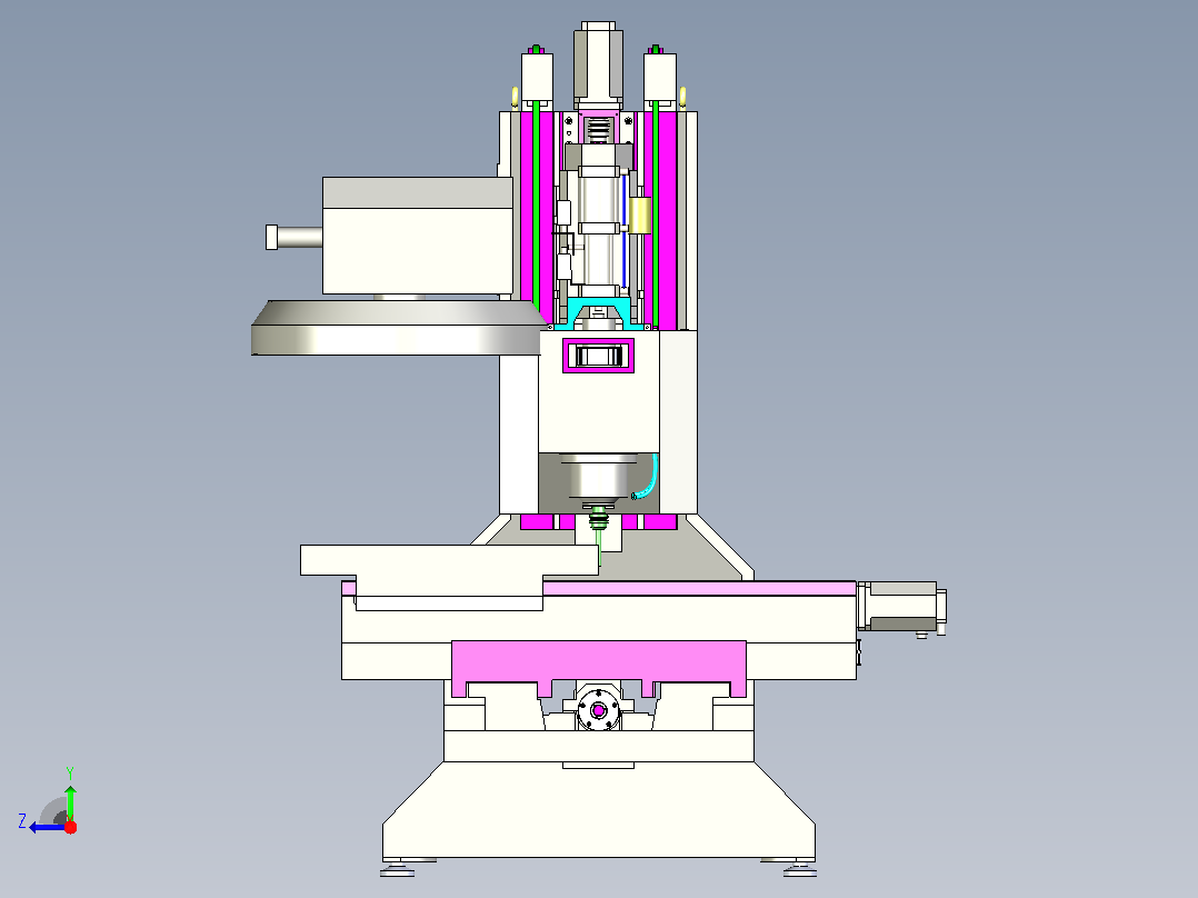 立式加工中心床身3D模型右视图