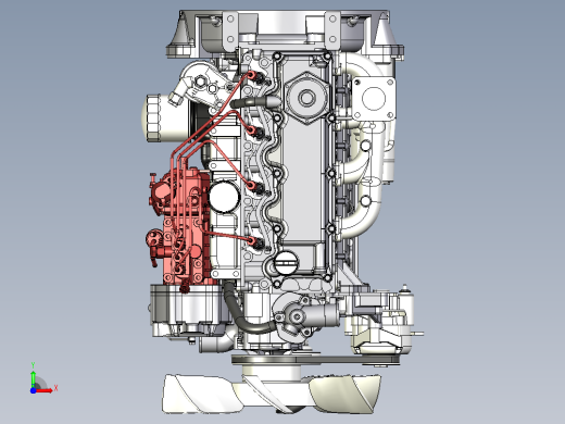 KUBOTA V3600柴油发动机模型3D图纸前视缩略图